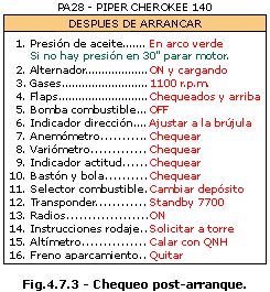chequeo despues del arranque del motor del avión